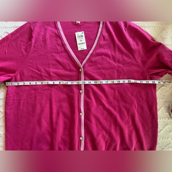 New! On 34th Fuchsia & Light Pink Lined Cardigan Sweater Crystal Buttons 2X - Picture 14 of 16